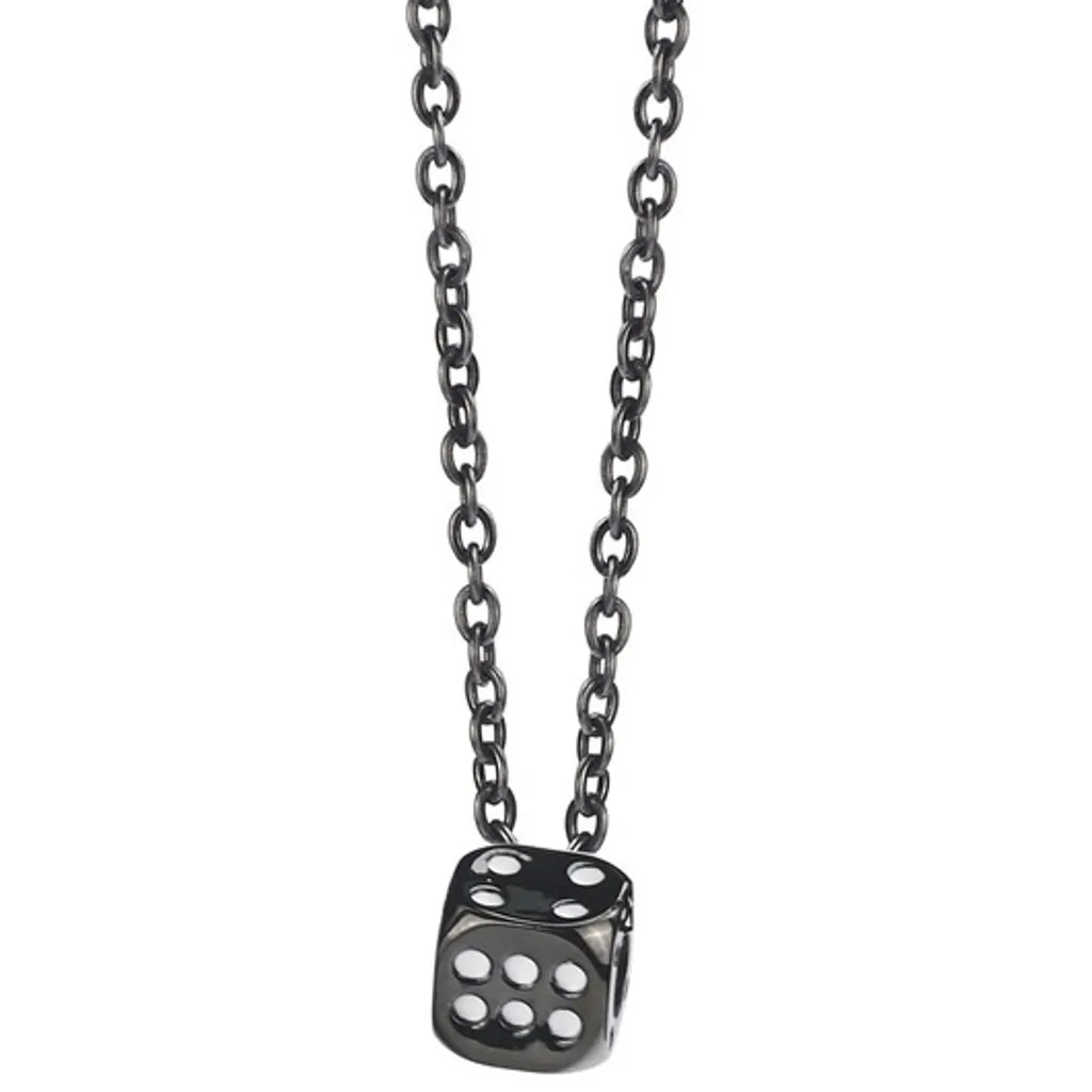 Collana Dado Uomo Nera Acciaio Inox KP21643 | Regalo Perfetto