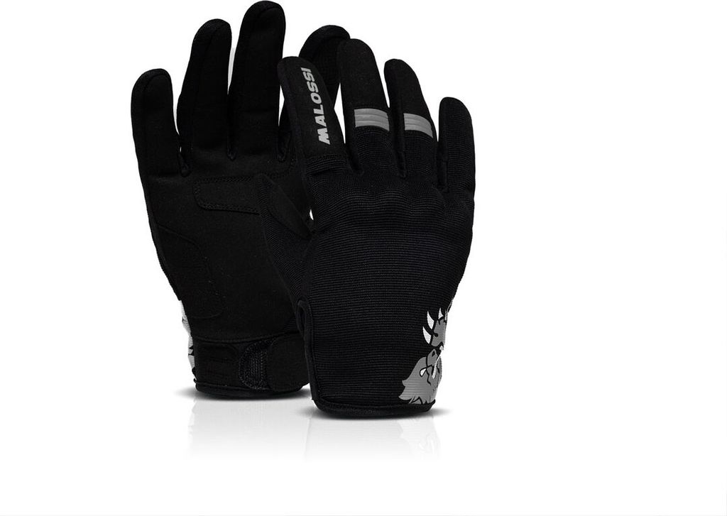 Malossi Motorradhandschuhe Mid-Season Schwarz Grau Zugelassener Knöchelschutz größe L