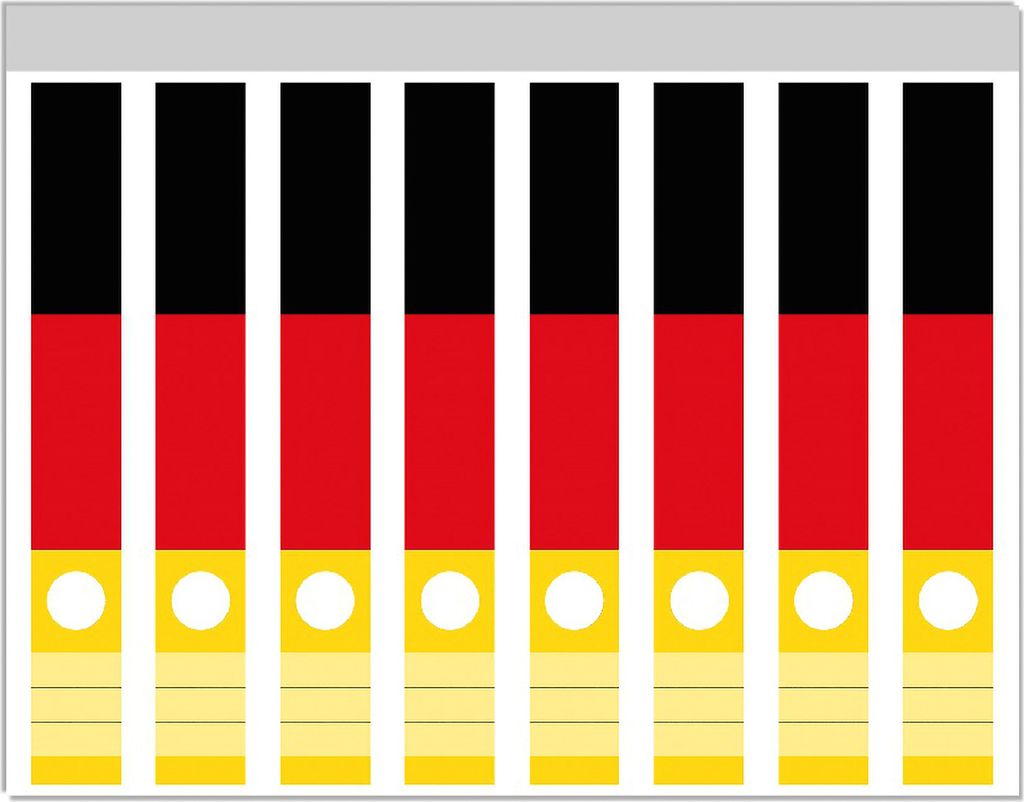 Wallario Ordnerrücken Sticker, selbstklebend für schmale Ordner, 8 Stück, Motiv Deutsche Flagge