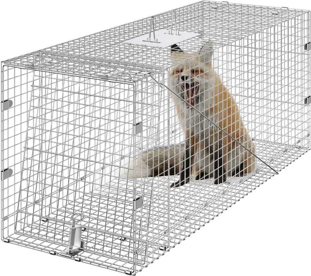 Cage-piège pour animaux vivants 127x50x66 cm, piège à chat errant robuste