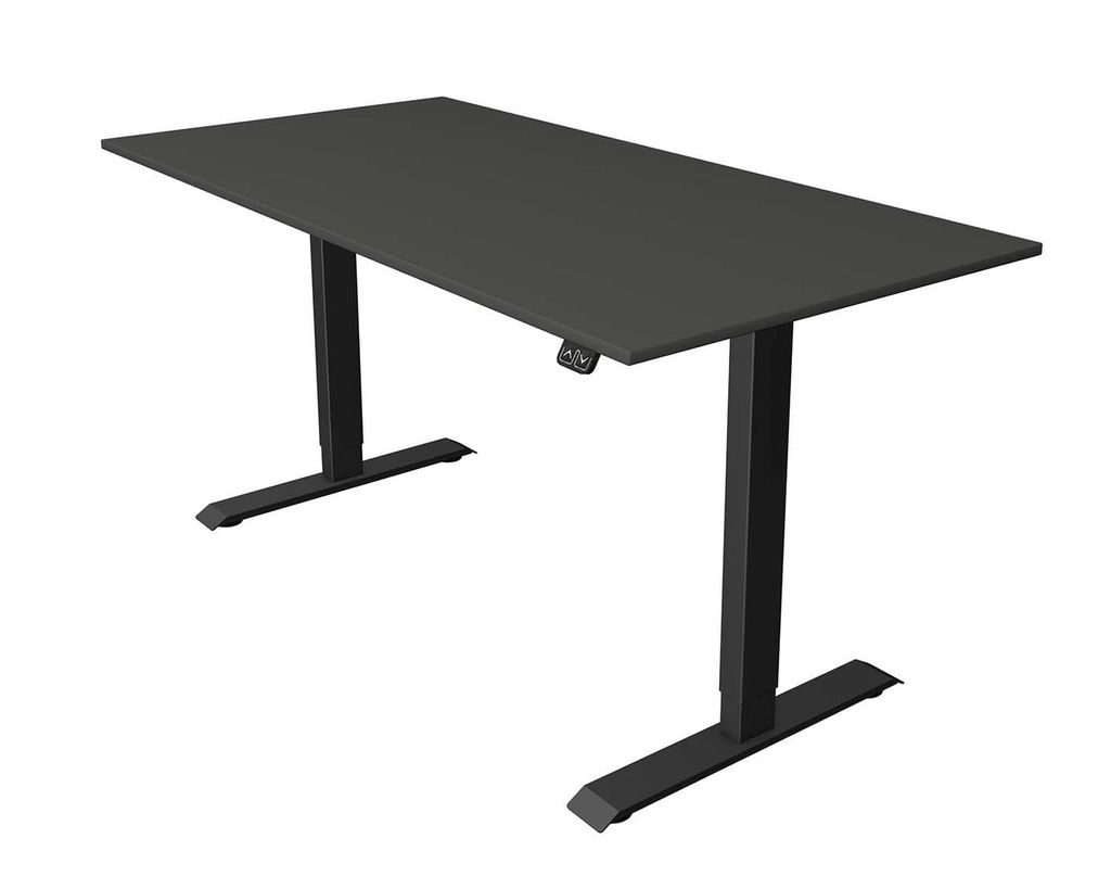 Kerkmann Move 1 höhenverstellbarer Schreibtisch anthrazit rechteckig T-Fuß-Gestell grau 160,0 x 80,0 cm