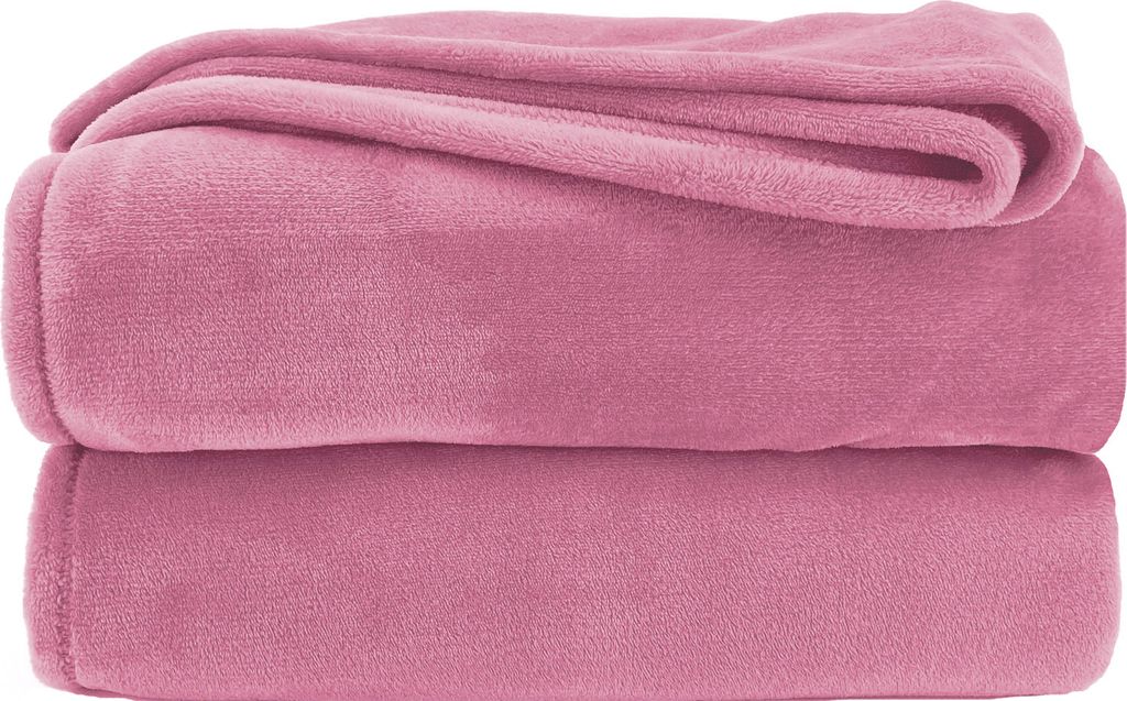 heimtexland Kuscheldecke SUPER SOFT Wohndecke Uni Flanell Decke XXL Pärchen Sofadecke Typ380 Woodrose 240 x 220 cm