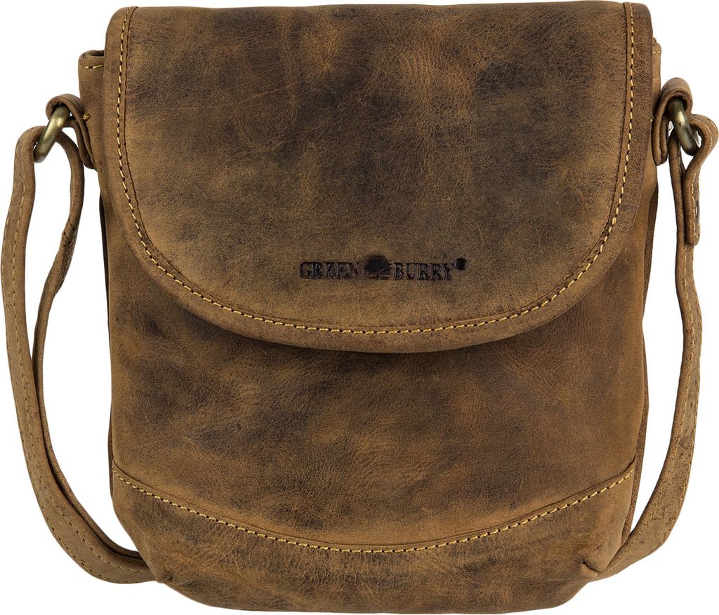 Green Burry Vintage Umhängetasche Überschlagtasche braun