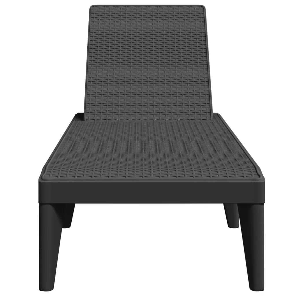 Chaise longue design anthracite 186 cm en PP résistant aux intempéries