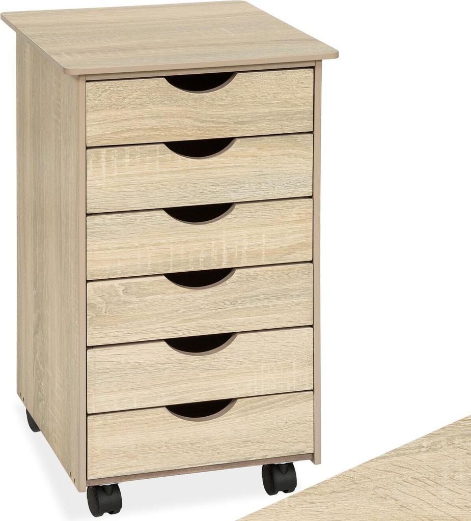 tectake® Rollcontainer aus Holz einfache Montage, 36 x 40 x Produktbild 
