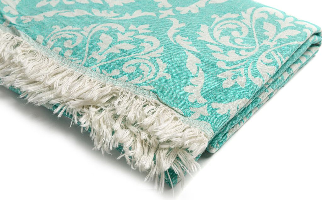 Strandtuch Barok style 100x180 Türkis 100% Baumwolle Hamamtuch Saunatuch