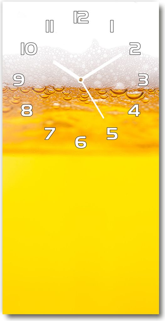 Wanduhr aus Glas – 30x60 cm - Glasbild - Glasuhr - Gehärtetes Glas -Bier
