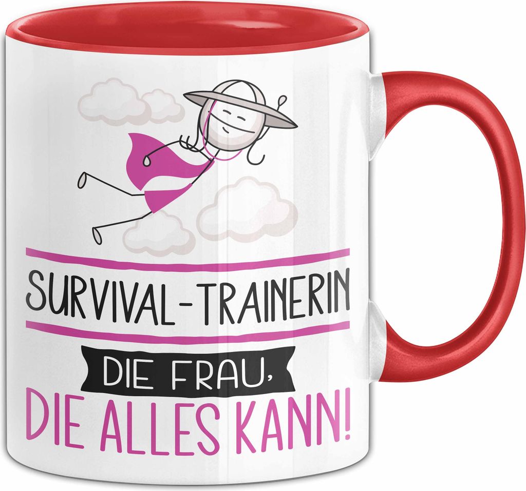 Survival-Trainerin Geschenk Tasse Becher Die Frau Die Allen Kann Geschenkidee für eine Survival-Trainerin Lustig (Rot)