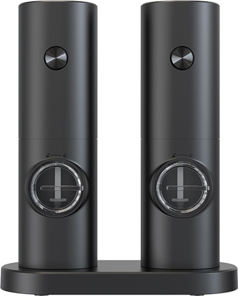 2er-Pack elektrische Pfeffer- und Salzmühle mit Sockel, LED-Licht, Küchenwerkzeug