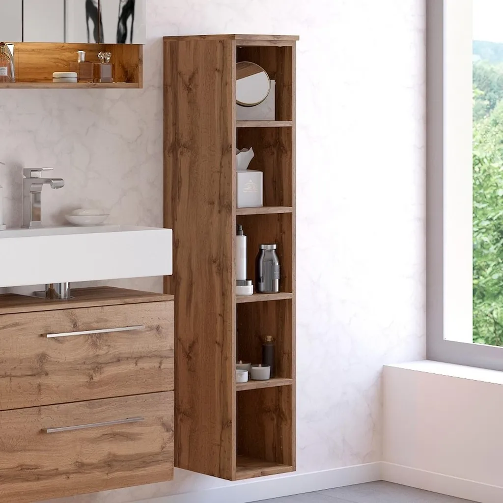 Meuble colonne Livorno chêne Wotan 130 cm de haut pour petit espace