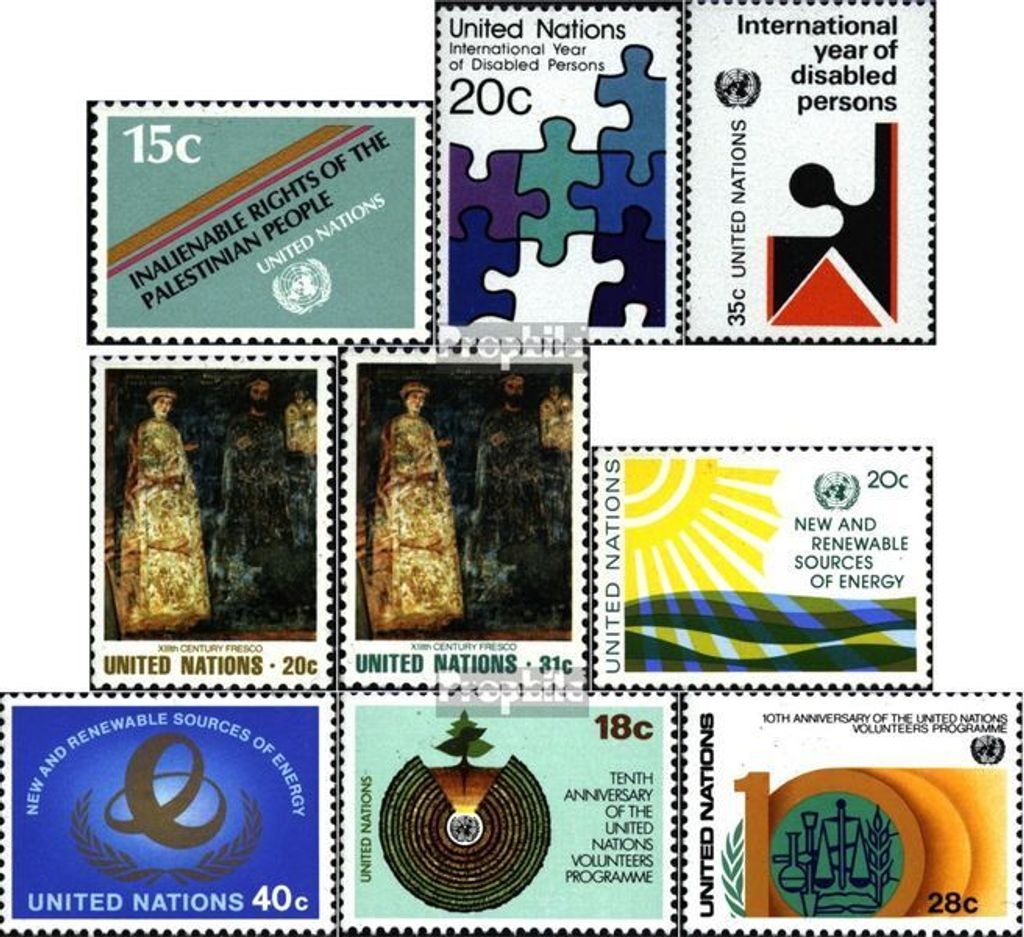 Briefmarken UNO - New York 1981 Mi 366,367-368,369-370, 371-372,389-390 (kompl.Ausg.) postfrisch Sondermarken