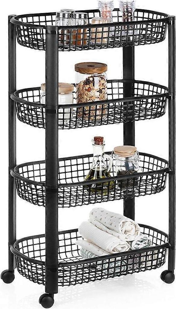 Kunststoff-Küchenwagen Bad 46,5 × 26 × 79 cm schwarz Produktbild 