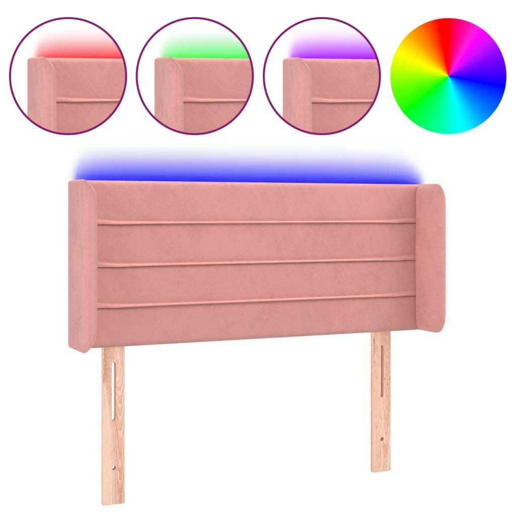 vidaXL LED Kopfteil Rosa 103x16x78/88 cm Samt
