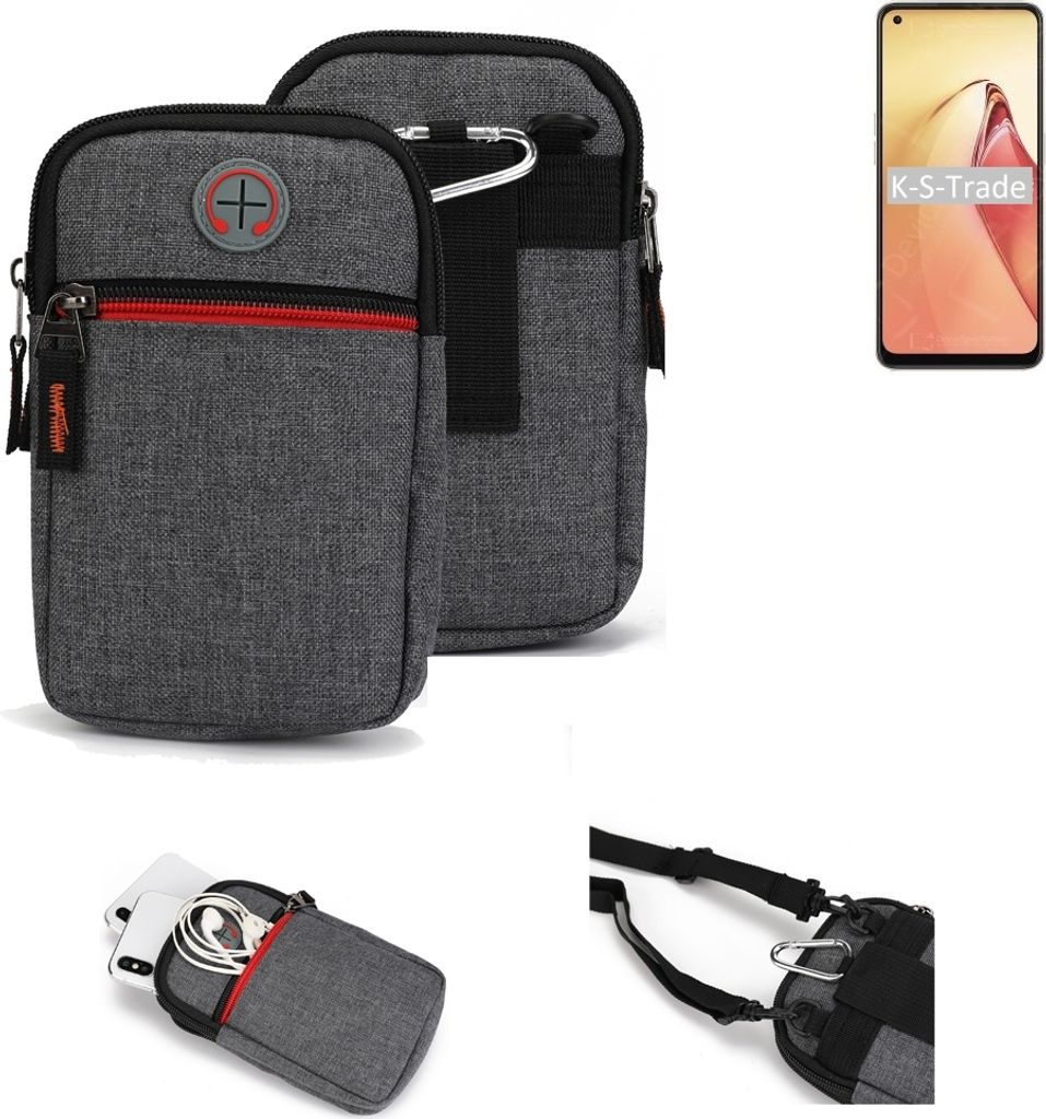 K-S-Trade Holster Gürteltasche kompatibel mit Oppo Reno8 Handy Tasche Schutz Hülle grau Zusatzfächer 1x