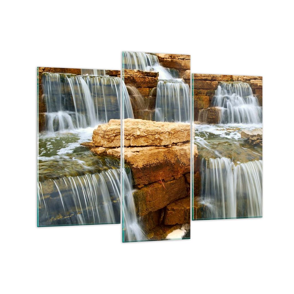 Bilder auf glas - Wasserfall Steine Wasser - 130x100cm - Glasbilder - Wandbilder - Kunstdruck - zum Aufhängen bereit - Wanddekoration aus Glas - G...