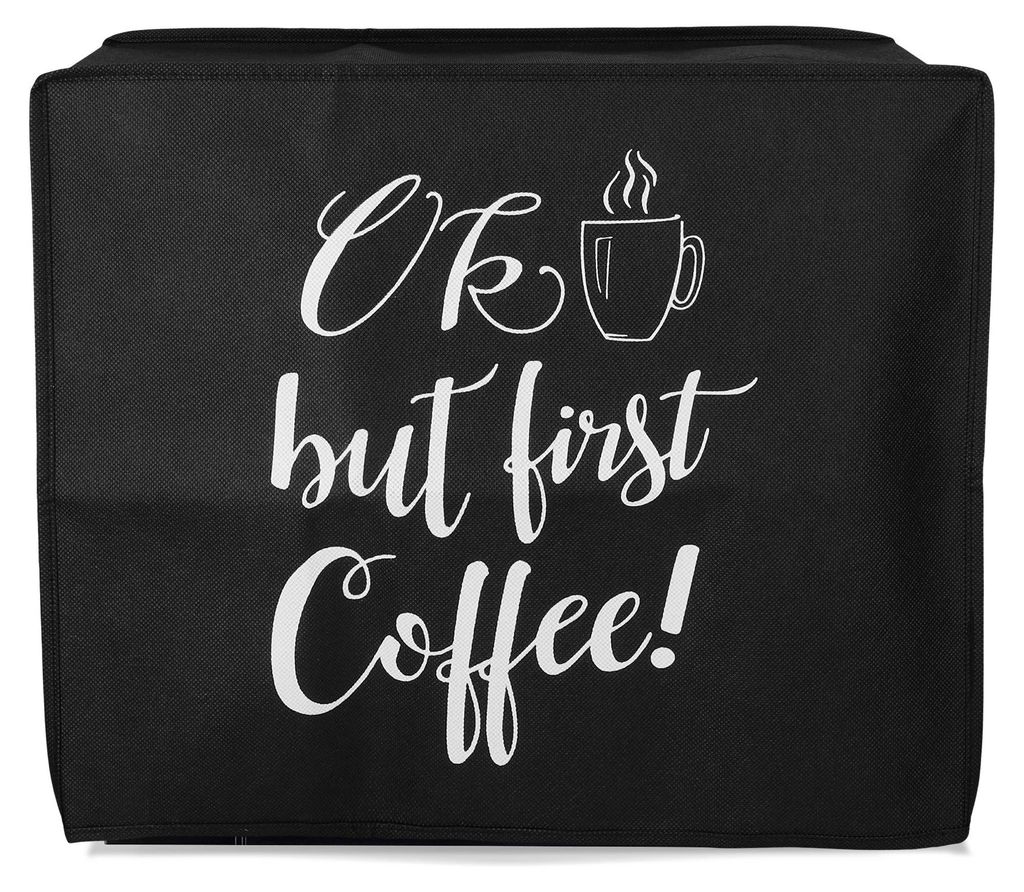 kwmobile Hülle kompatibel mit Nespresso Lattissima Pro - Abdeckung Kaffeemaschine Staubschutz OK Coffee Weiß Schwarz