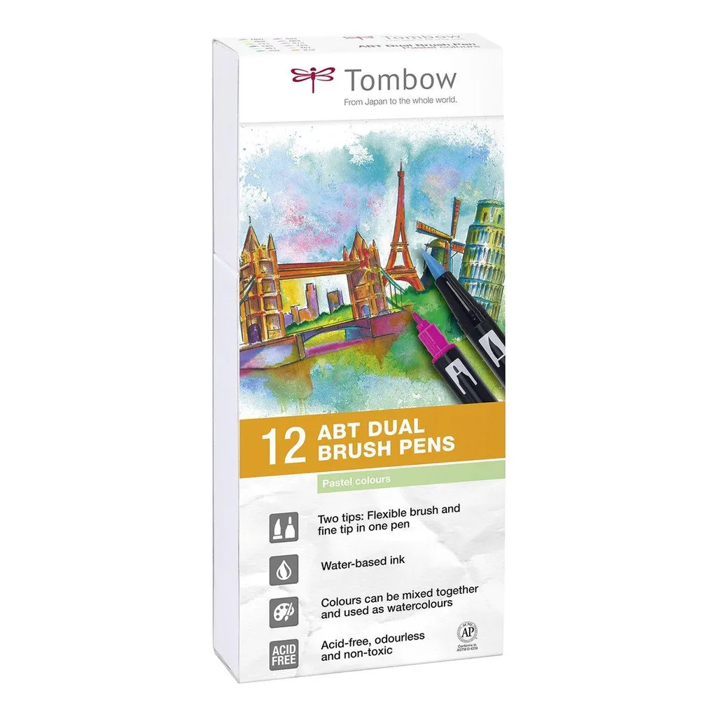 Feutres Tombow ABT-12P-2 anti-bavures pour Dessins de Haute Précision