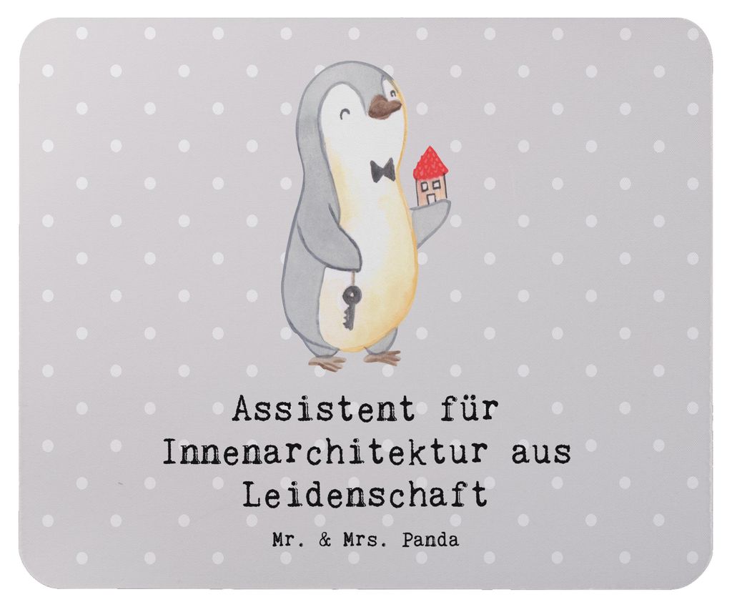 Mr. & Mrs. Panda Mauspad Assistent für Innenarchitektur Leidenschaft - Grau Pastell - Geschenk, Mouse Pad, laptop, pc mausunterlage, Mousepad, com...