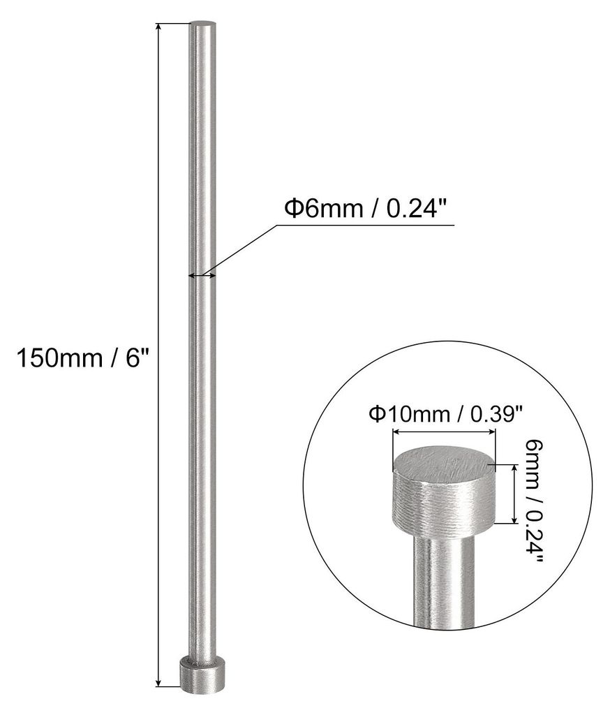 2 Stš¹ck Gerade Auswerferstifte Pin Punches 6mm(15/64") Durchmesser Werkzeug Auswerferstifte 65Mn Stahl Kunststoffteile Auswerfer fš¹r Kunststo...