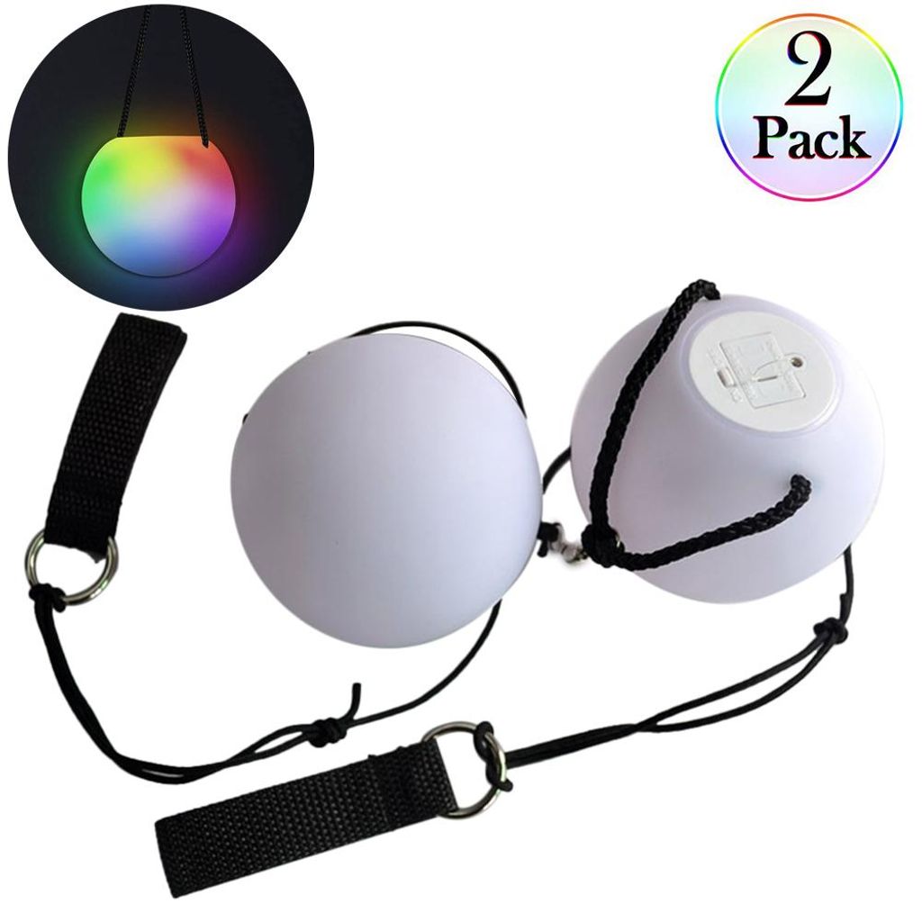 2 stuks poi-ballen, LED-bal, 9 modi, 7 kleurenlicht Productafbeelding 