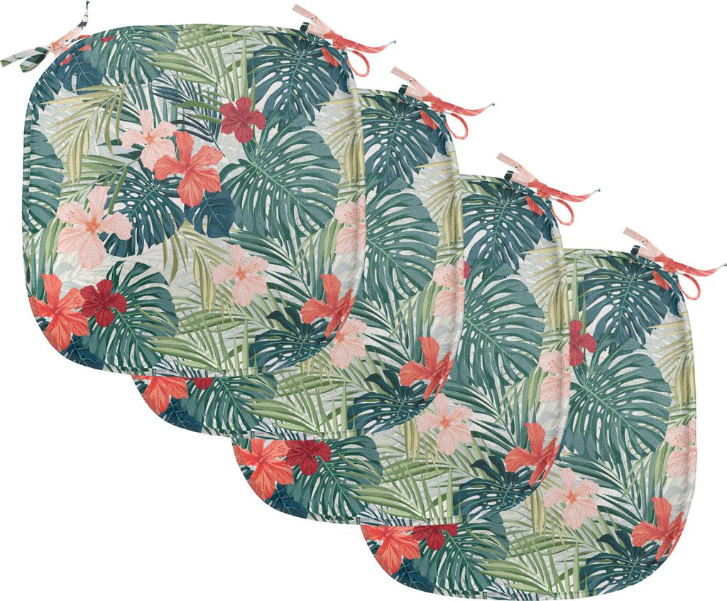 ABAKUHAUS Blatt Polster für Esszimmerstühle, Natur Crepe Ginger Blume, Dekoratives wasserfestes Kissen mit Riemen für Küchensitze, 40 cm x 40 c...