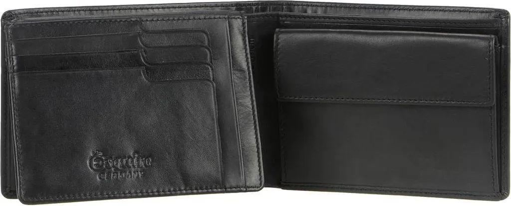 Esquire Harry Portefeuille RFID avec Rabat - Cuir Véritable Noir Quer - 15