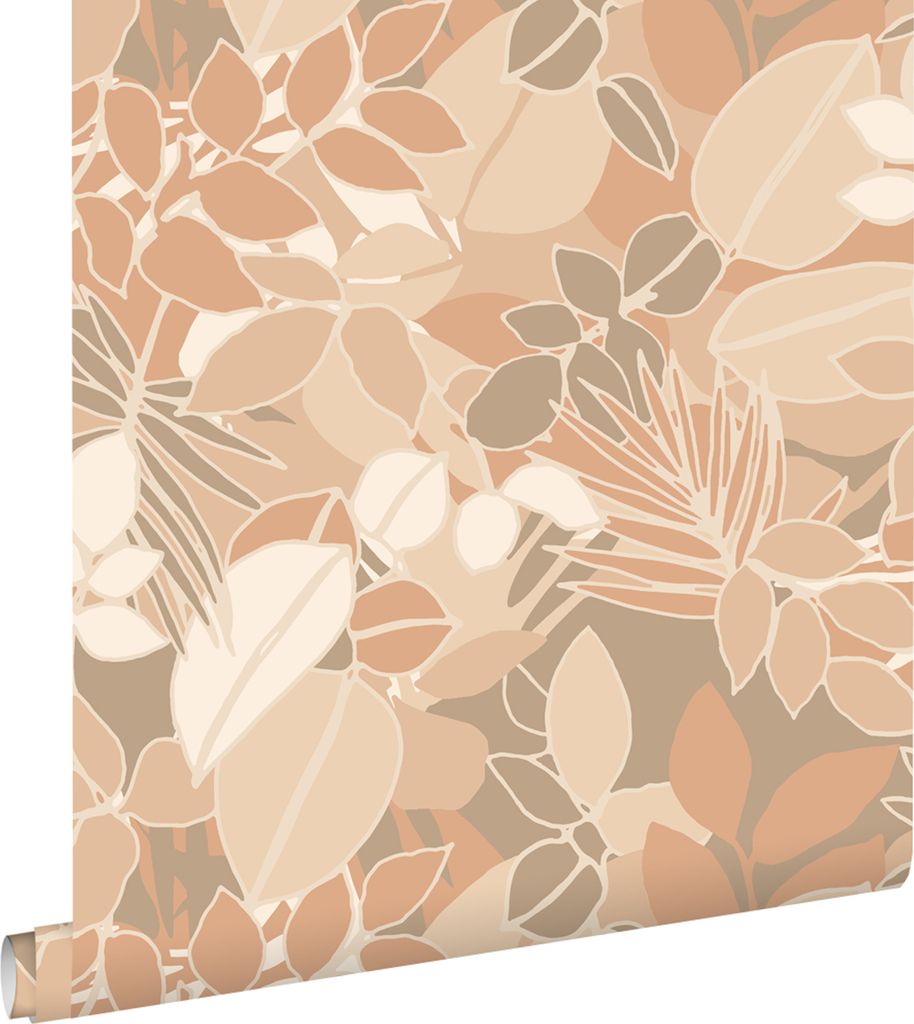 ESTAhome Tapete Blätter Beige und Terrakotta 50 x 900 cm