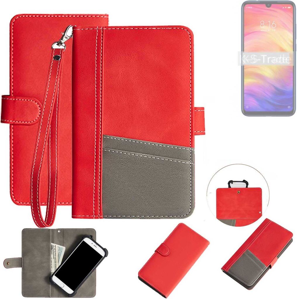 K-S-Trade Handy Schutzhülle für Xiaomi Redmi Note 7 india Hülle Portemonnee Brieftasche Klapphülle Kartenfächer Flip Wallet Case Etui