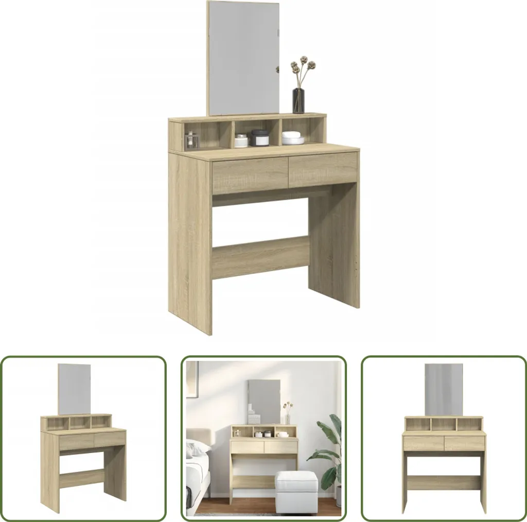 Comodino con Specchio Rovere Sonoma 80x41x144,5 cm | Arredo Camera