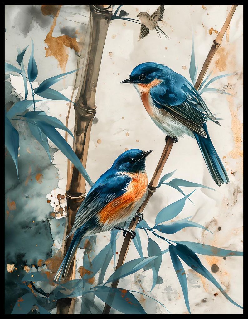 Plakat 50x65cm Drei Vögel