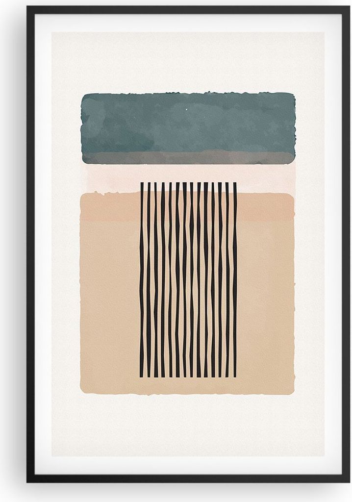 Gerahmtes Poster - Schwarzer Rahmen - Abstraktion Grafik Linien - 61x91,5 cm - Wand Bild - Wanddeko - Wandbilder - Kunstposter - Wandposter - Bilde...