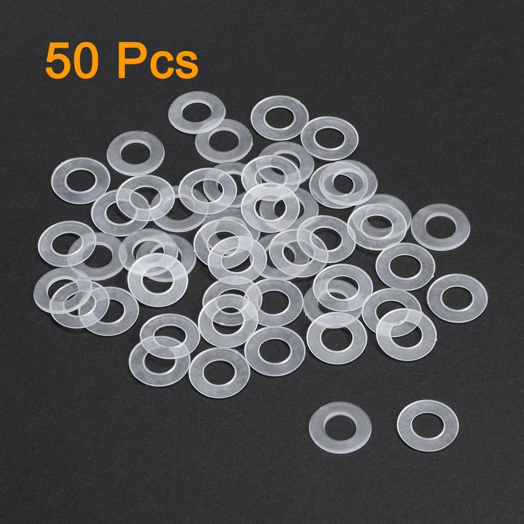 50 Stk. Flache Unterlegscheibe Nylon M8 Dichtung 16mm AD 8mm ID 0,9mm Dicke Klar fš¹r Wasserhahn Rohr Wasserschlauch Isolierung Schrauben