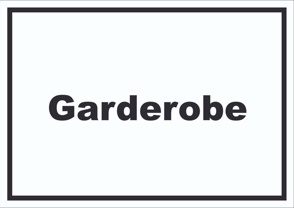 Garderobe Schild mit Text Kleidung aufbewahren waagerecht A5 (148x210mm)