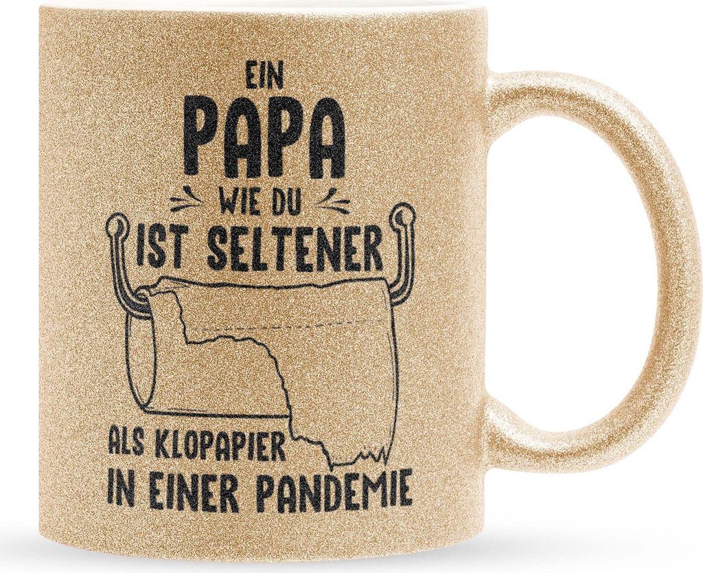 22Feels Glitzertasse Gold Papa Geschenk Vatertag Vater Produktbild 
