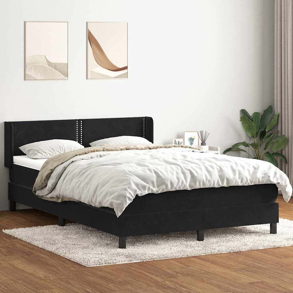 Eleganter Möbel Boxspringbett mit Matratze Schwarz 160x220 cm Samt Klassische Betten"2025" DE831738