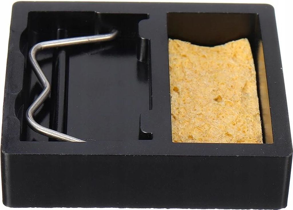Rosfix Stand für Lötkolben mit Reinigungsschwamm – Kompatibel mit verschiedenen Lötgeräten | Kunststoff und Metall | 47x20mm Basis