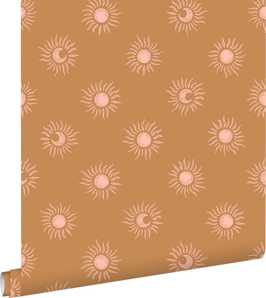 ESTAhome Tapete Sonnchen Braun und Rosa 50 x 900 cm