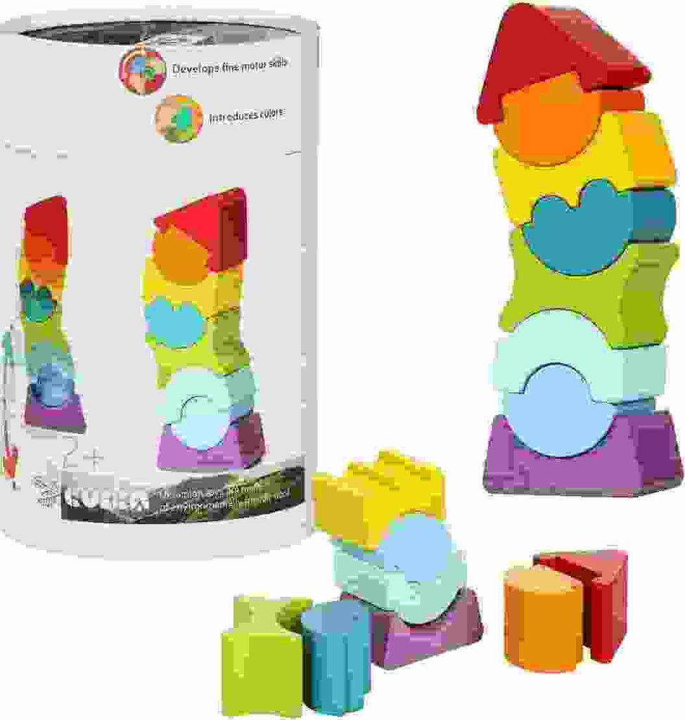 Cubika flexibler Holzstapelturm klein - rotes Dach Produktbild 
