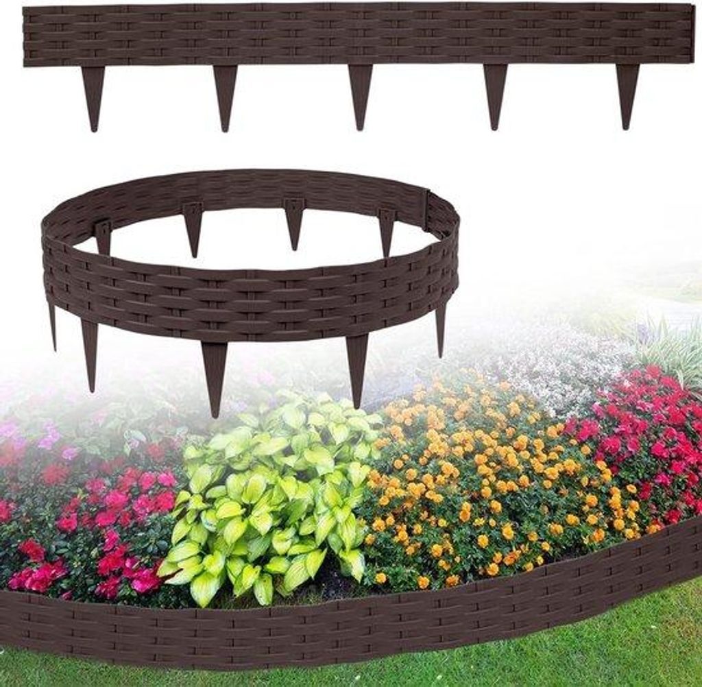 Kunststof bloembed omranding rotan design tuin vormgeven 60 meter bruin
