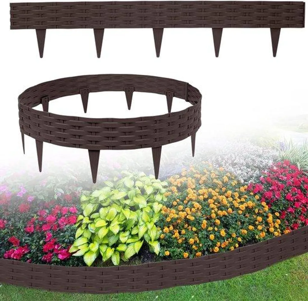 Bordure Jardin Marron 60m - Stop à l'Envahissement de l'Herbe et du Gazon