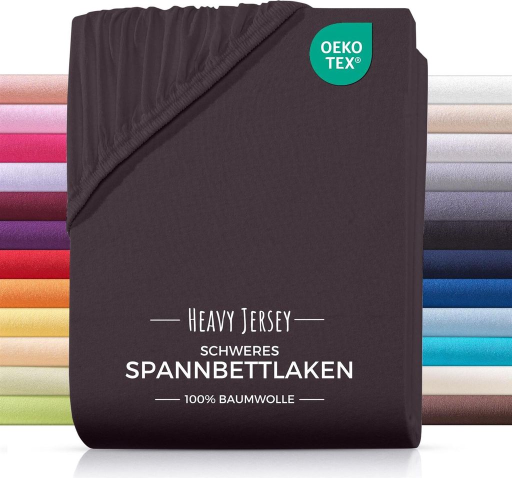 Heavy-Jersey Spannbettlaken 180x200 Braun
