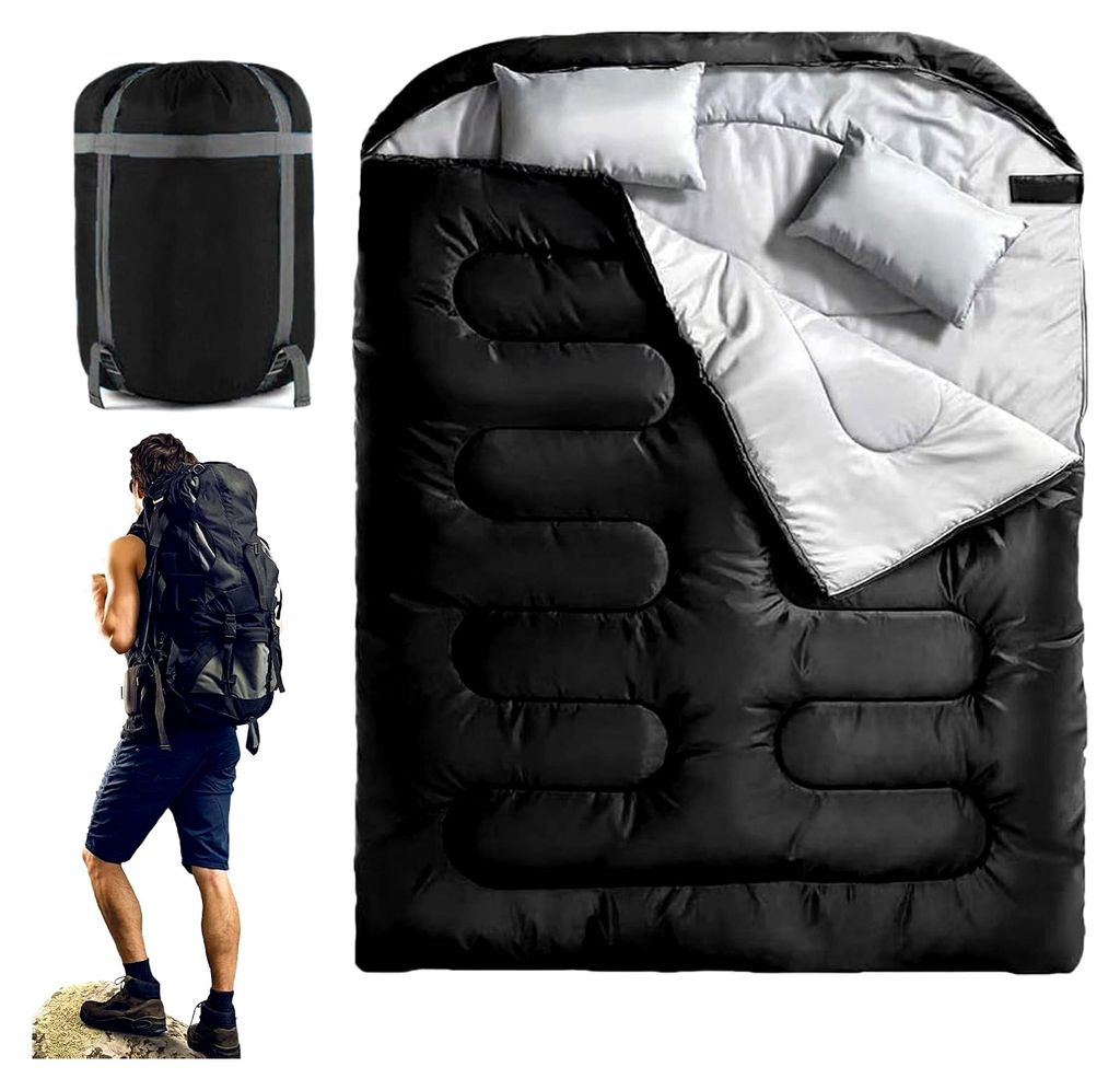 Zwei-Personen-Schlafsack | Kompakte Hüllenform für Camping, Reisen und Wandern in Sommer und Winter, Unisex für warmes und kaltes Wetter im Freien