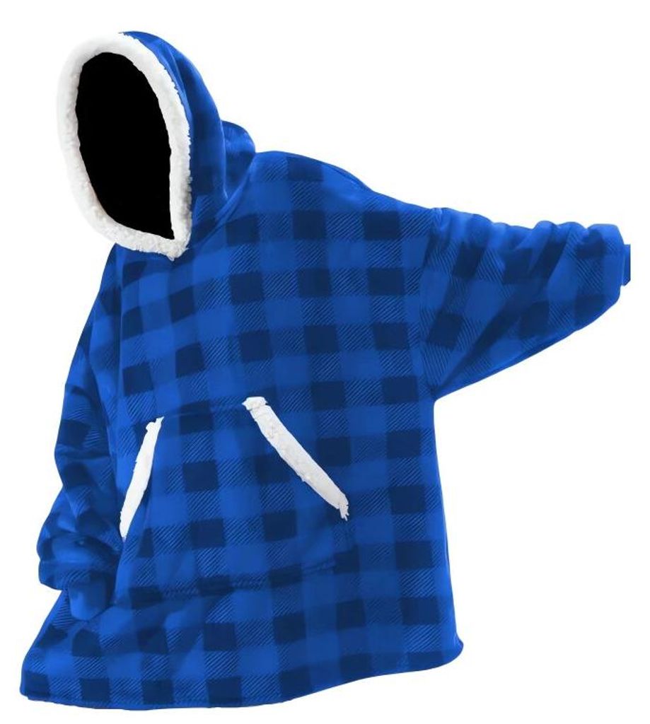 Verk 24558 Oversized tv-hoodie met ruitjesmotief, blauw Productafbeelding 