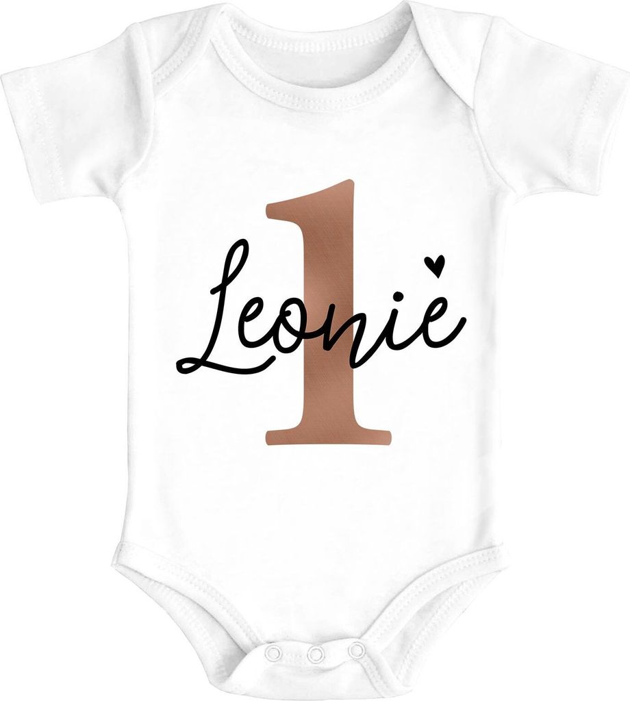 Baby Body mit Name zum Geburtstag Geburtstags-Shirt personalisierbar mit Namen Alter 1-3 Baumwolle SpecialMe 1 Jahr weiß 6-12 Monate