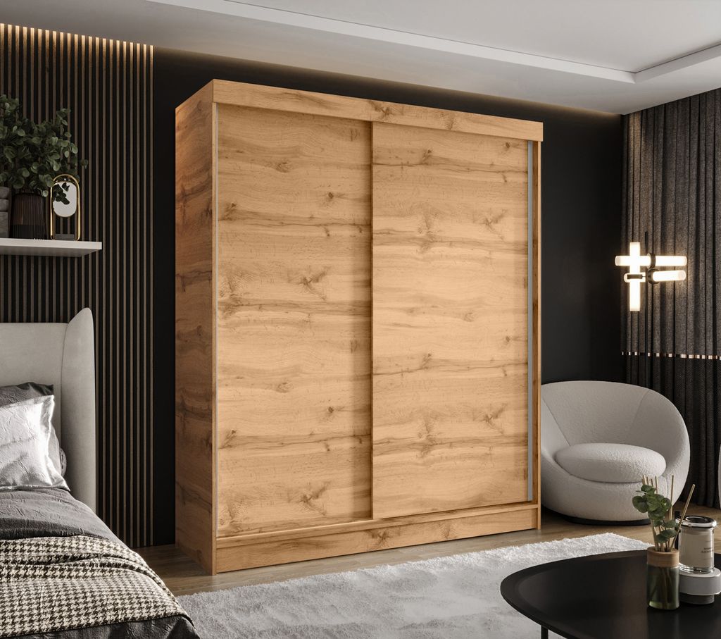 CASPIAN 24 Kleiderschrank Eiche Garderobenschrank ohne Schubladen Wotan - 170x205 CM