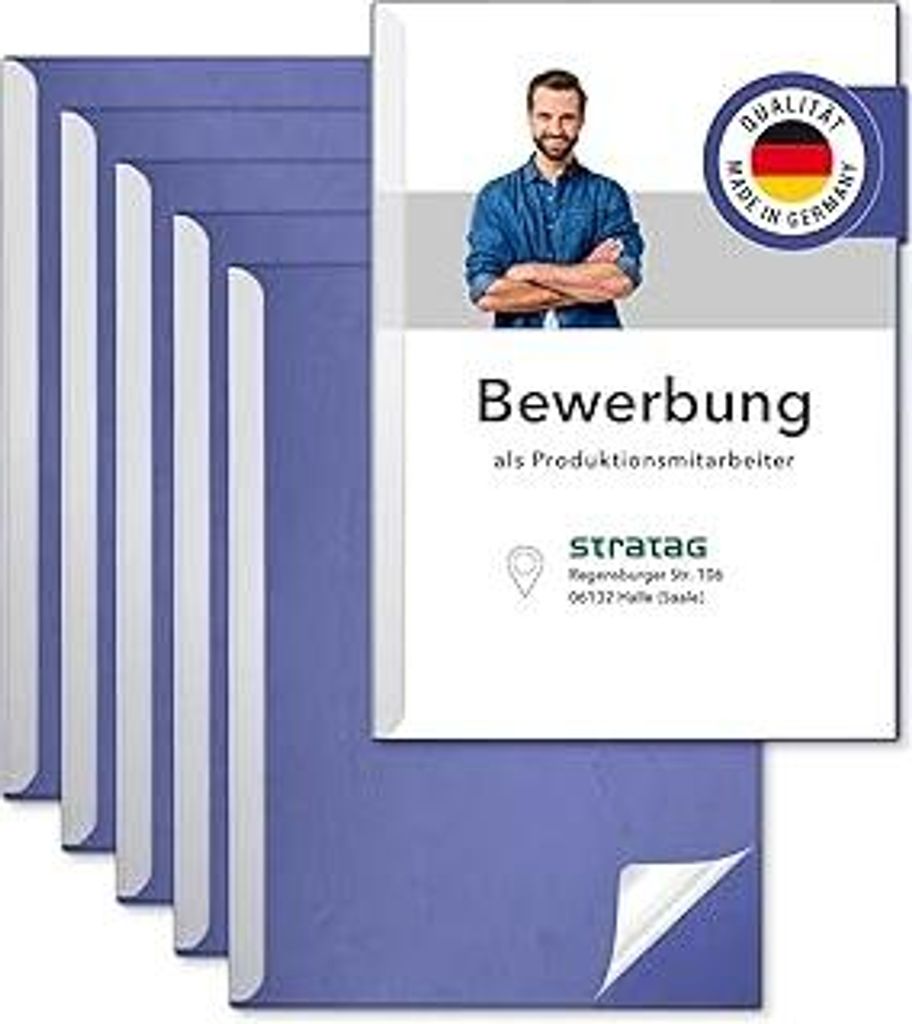 STRATAG Klemmschienen-Bewerbungsset Start Basic (Blau, 5 Stück) mit transparentem Deckel aus PP Kunststoff sowie Binderücken aus robustem 290 g/m...