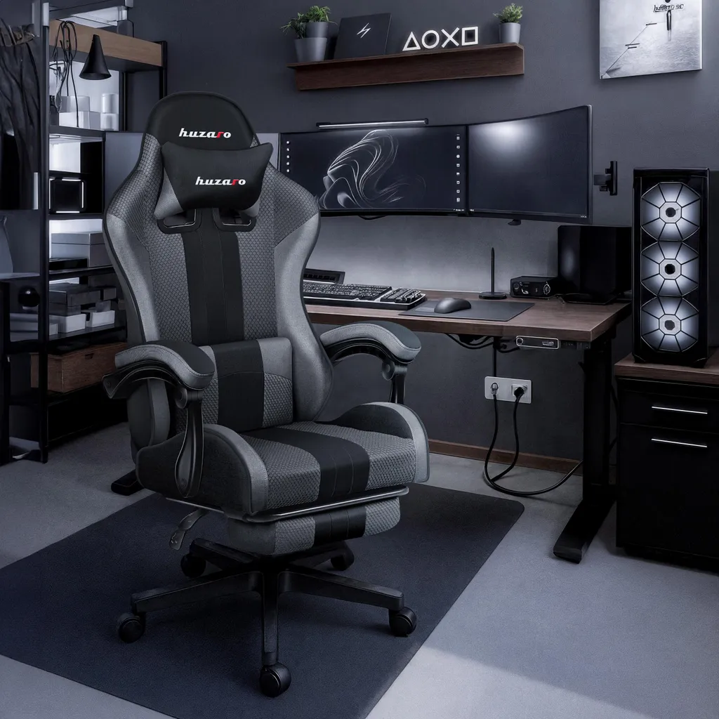 Siège Gaming Confortable Huzaro Force 4.7 Gris pour Longues Sessions - 15