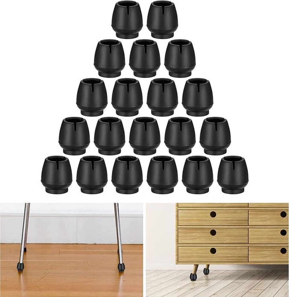 20x Anti-Rutsch Stuhlbeinschoner schwarz Stuhlspitze mit Produktbild 