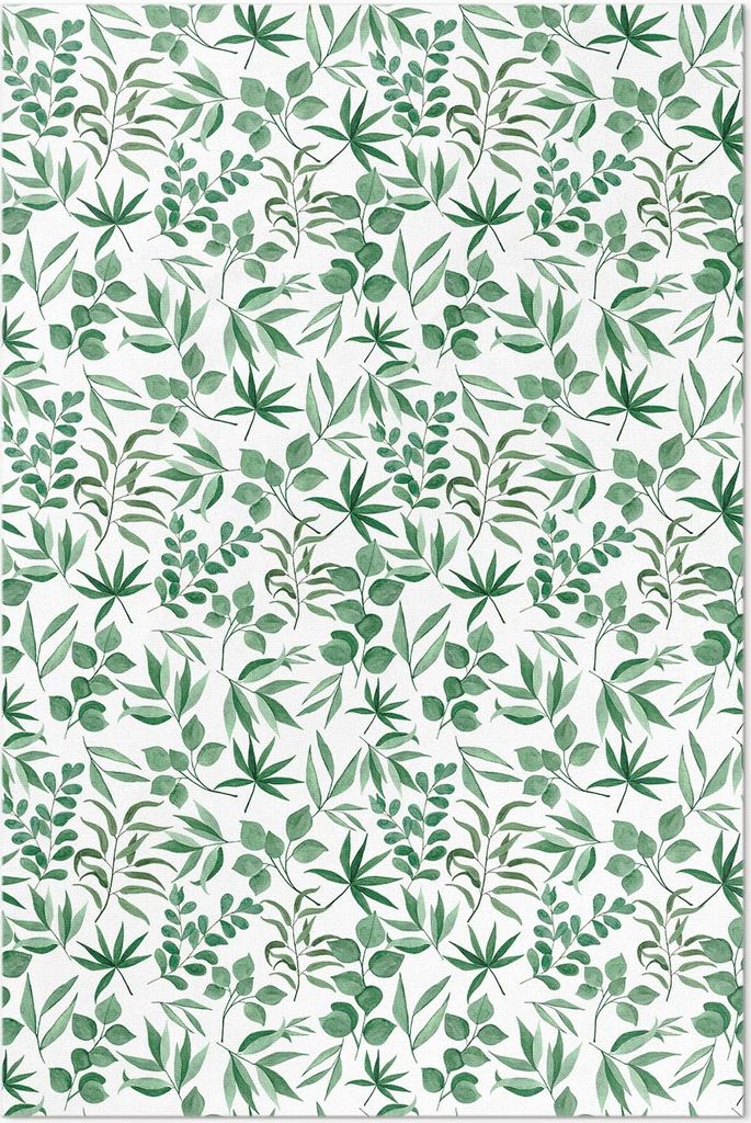 Aquarellblätter in zartem Stil – Vinyl Fußmatte – 120x180 cm – Rutschfest, Pflegeleicht & Langlebig