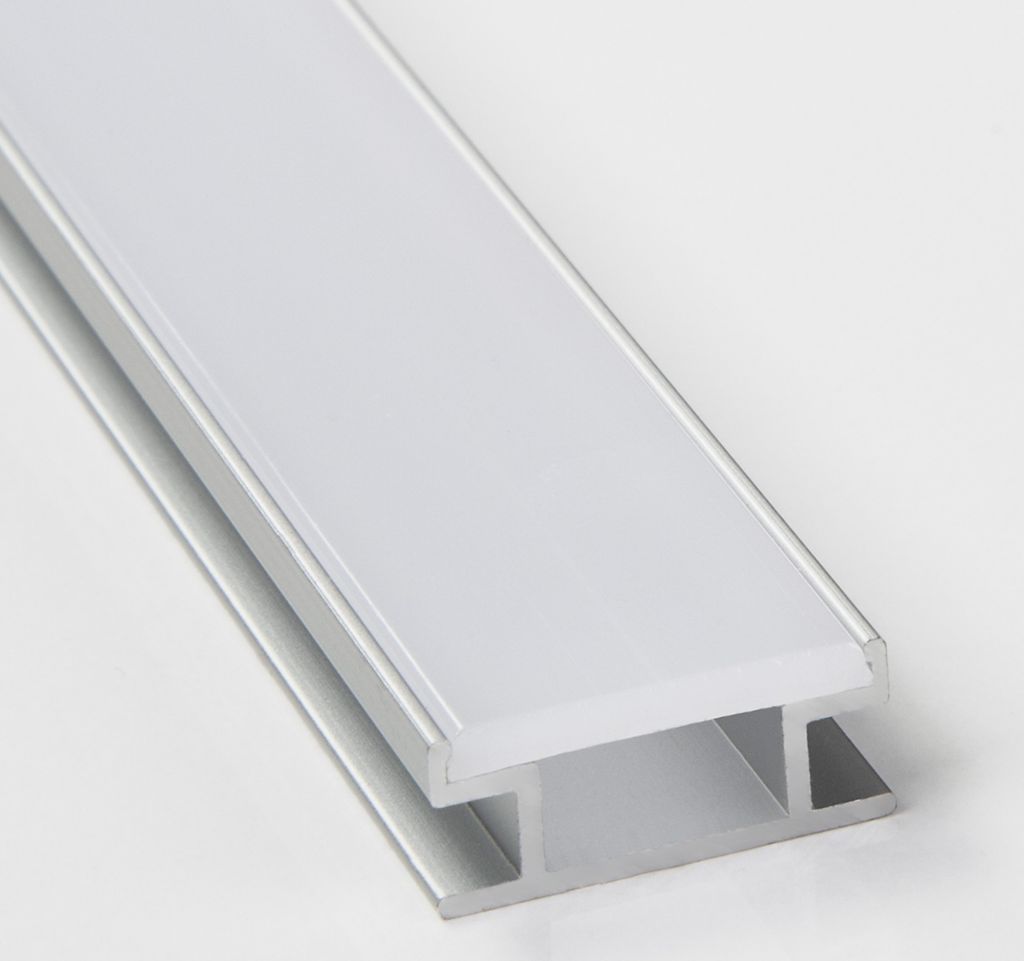 3 Stück Einlass LED-Profil-77 | 2000 x 19,4 mm mit opaler Abdeckung | Bodenmontage / Montage in Fliesenboden | trittsicher
